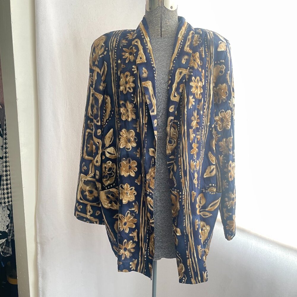 Vintage Kensington Square navy/camel floral print blazer